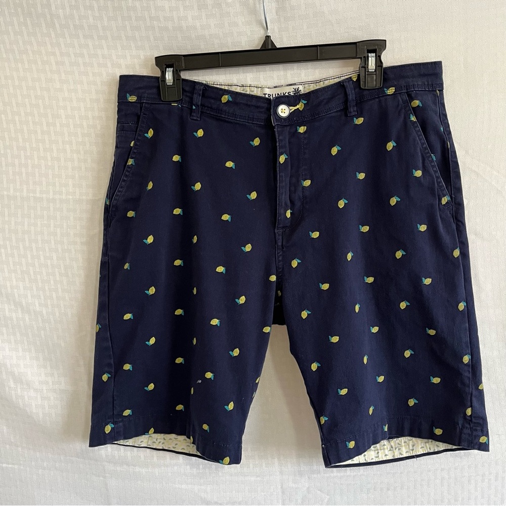 Trunks Surf & Swim Co. Flat Front Shorts Blue With Lemons Size 32